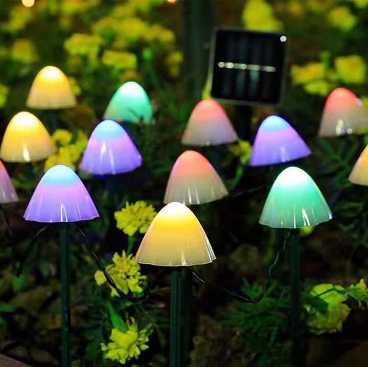 Contemporary Creative Plastic Solar LED Mushroom Lights String Lights For Outdoor Patio | Kalsten