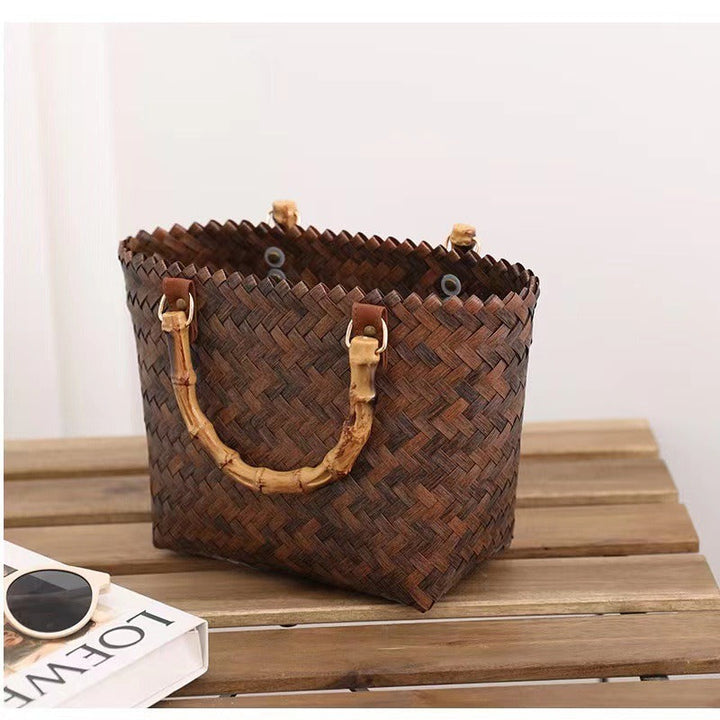 Handcrafted basket bag with bamboo handles Kalsten