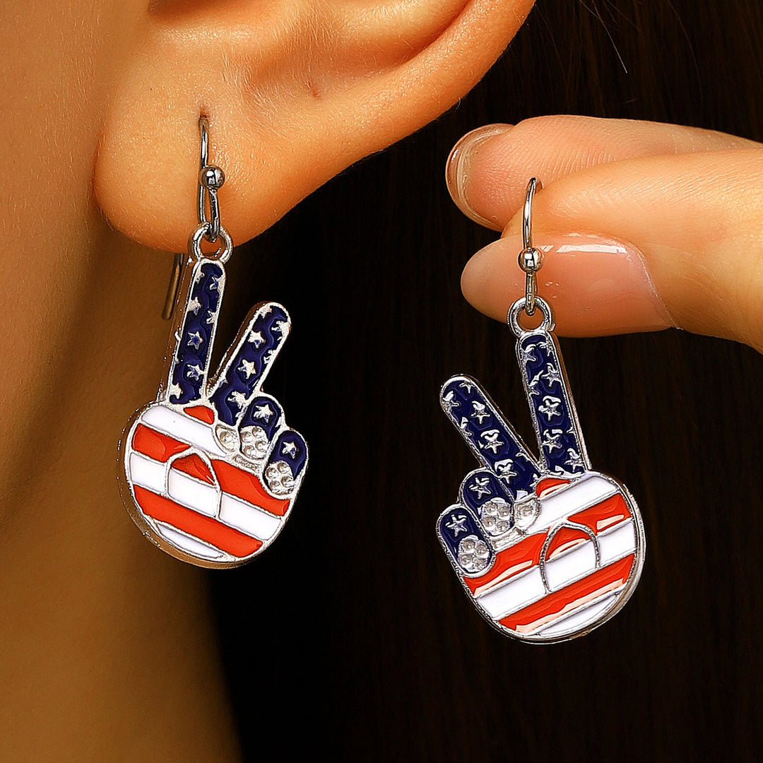 Women's nan patriotic novelty dangle hook earrings with laser-printed wooden fireworks charm Kalsten