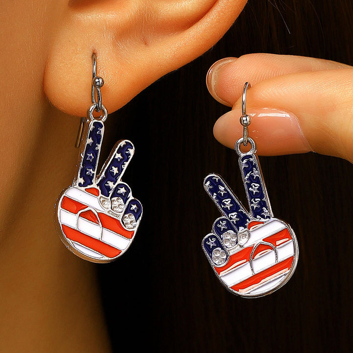 Women's nan patriotic novelty dangle hook earrings with laser-printed wooden fireworks charm Kalsten