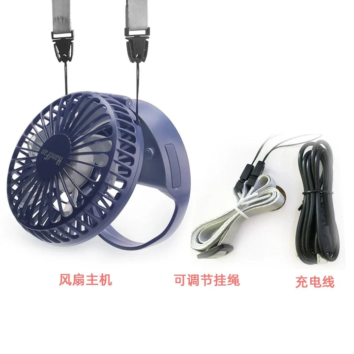 Unisex one size compact foldable rechargeable USB personal fan with tiltable head and lanyard Kalsten