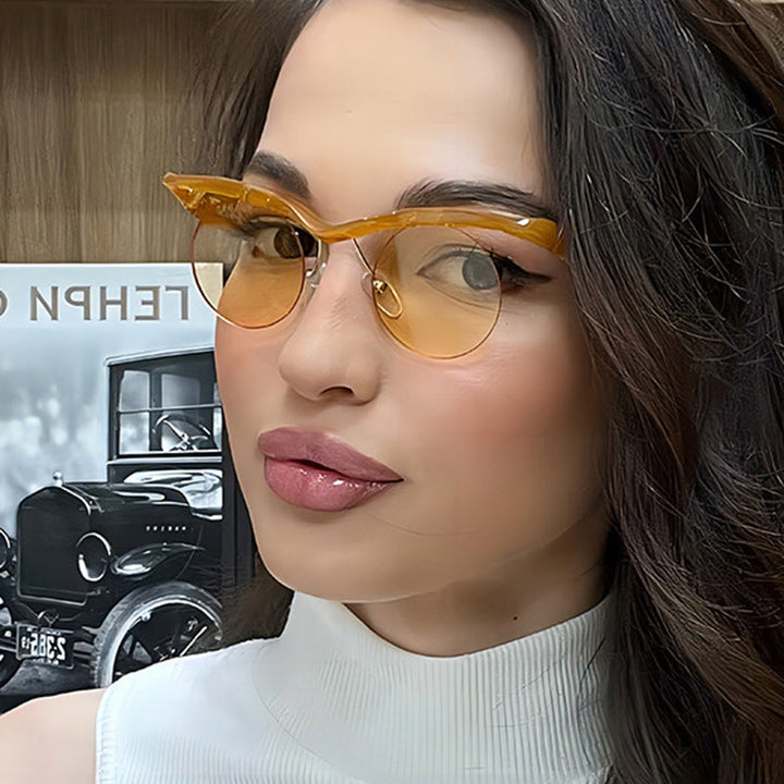 Women's futuristic sunglasses with curved frame and polarized lenses Kalsten