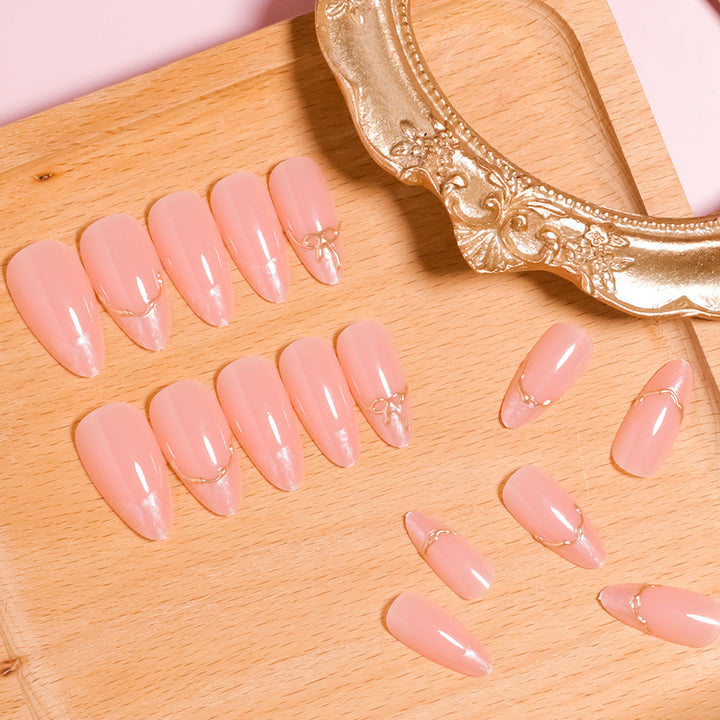 Artistic Pointed Press-On Nails with Gold Accents Kalsten