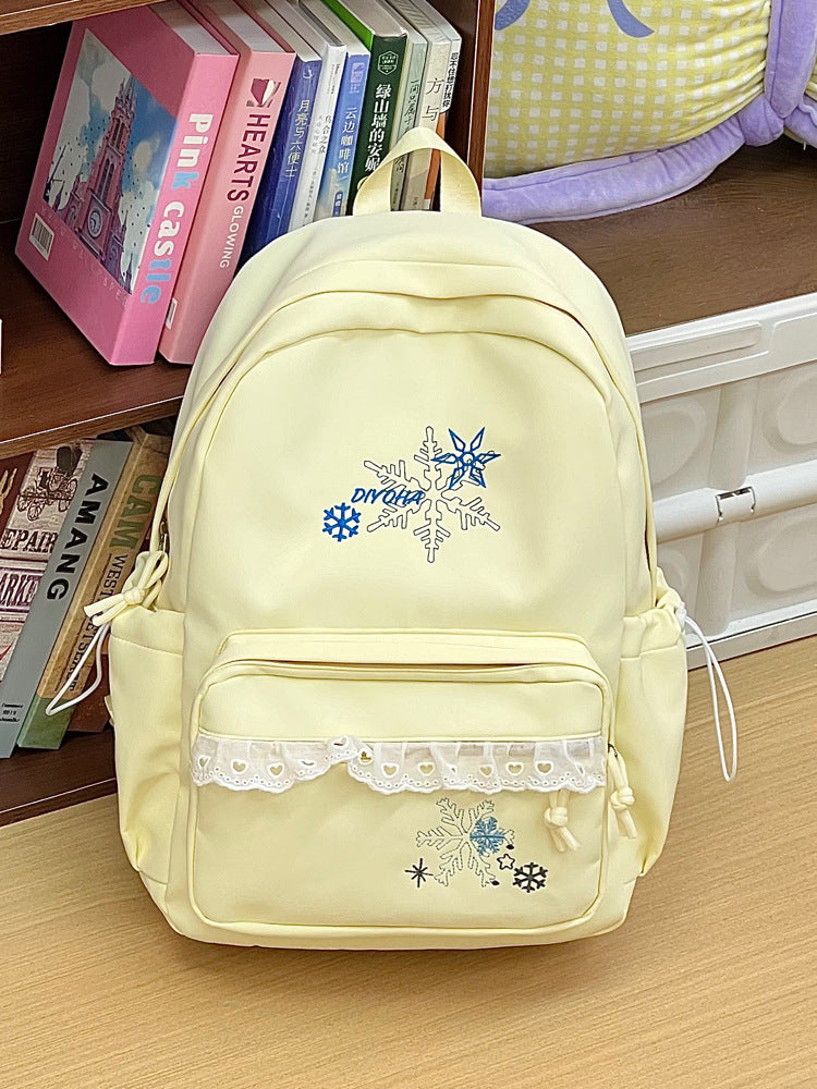 Embroidered Winter-Themed School Backpack