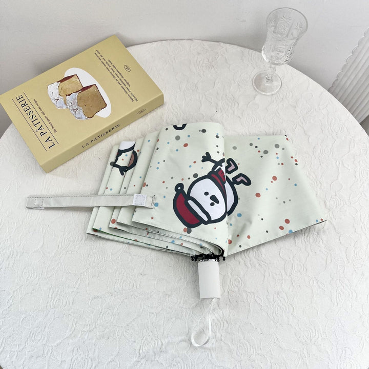 Women's Automatic Folding Umbrella with Cheerful Snowman Design Kalsten