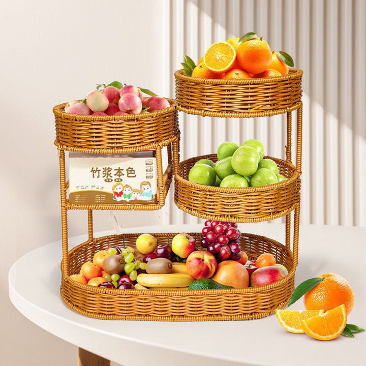 Unisex Rattan Shelf with Three Levels Kalsten