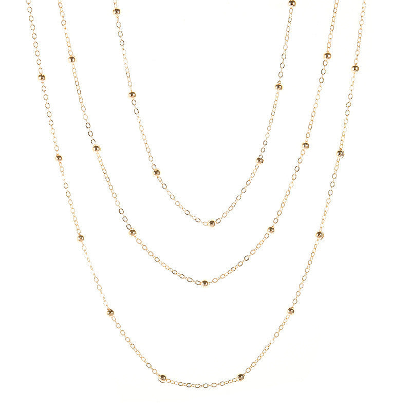 Elegant Layered Beaded Chain Necklace Kalsten