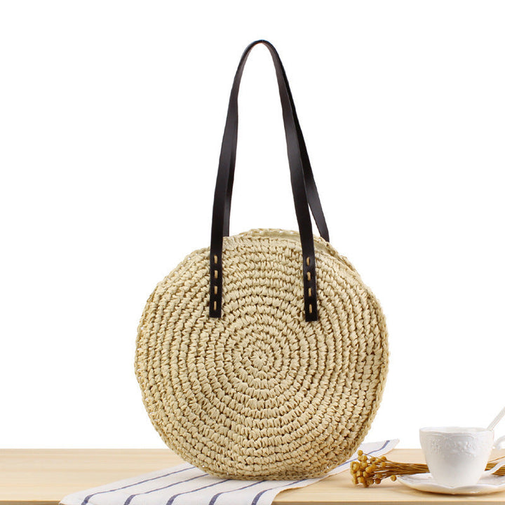 Round basket bag with sturdy leather handles Kalsten