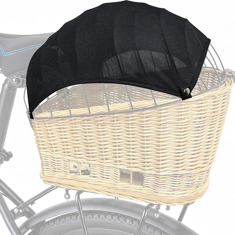protective mesh canopy for front bicycle wicker basket with snap fasteners Kalsten