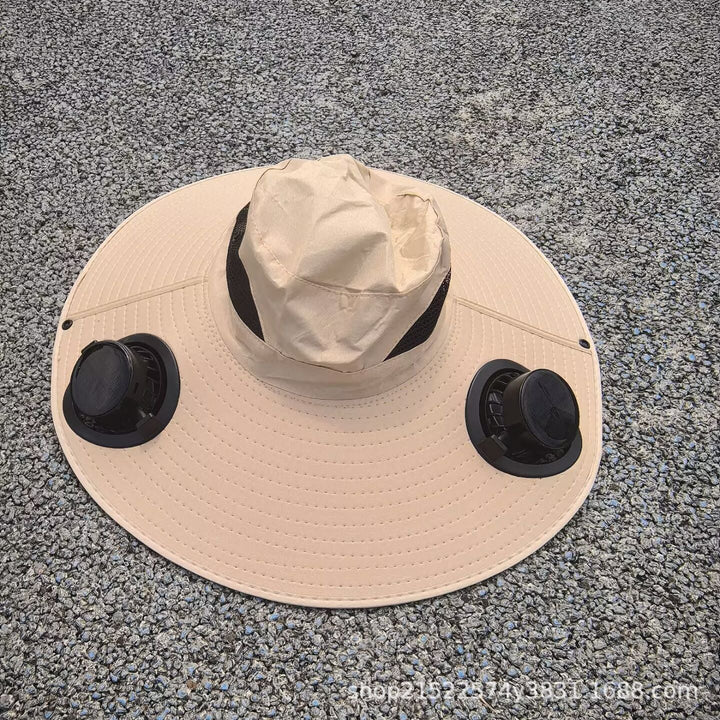 air-cooled sun hat with removable USB fans and wide neck protection Kalsten