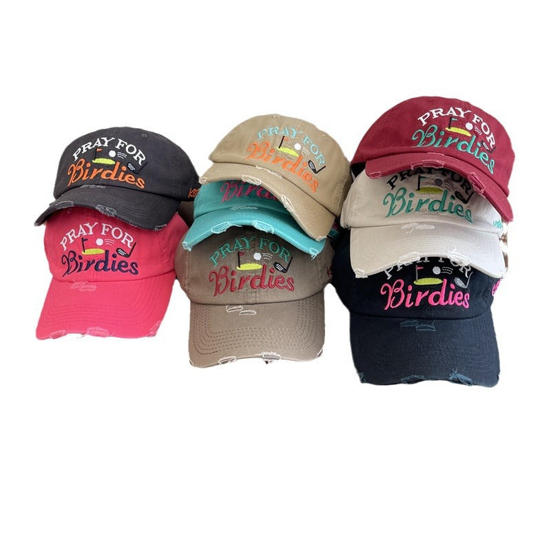 Women's Casual Distressed Embroidered Baseball Cap Kalsten