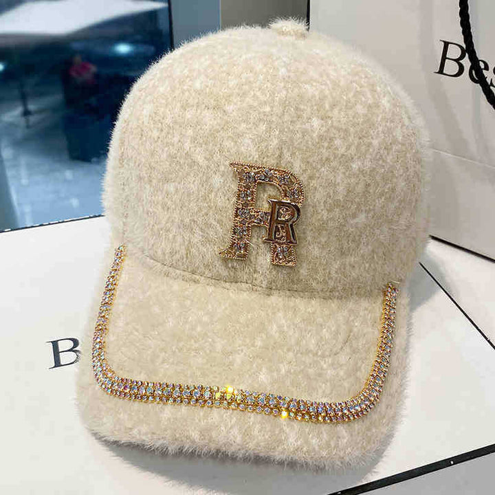 Women's Luxurious Fleece Embellished Baseball Cap Kalsten