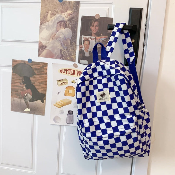 Stylish Checkerboard Pattern Backpack