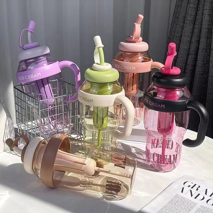 Women's multifunctional drinking container with integrated straw and sieve cup Kalsten