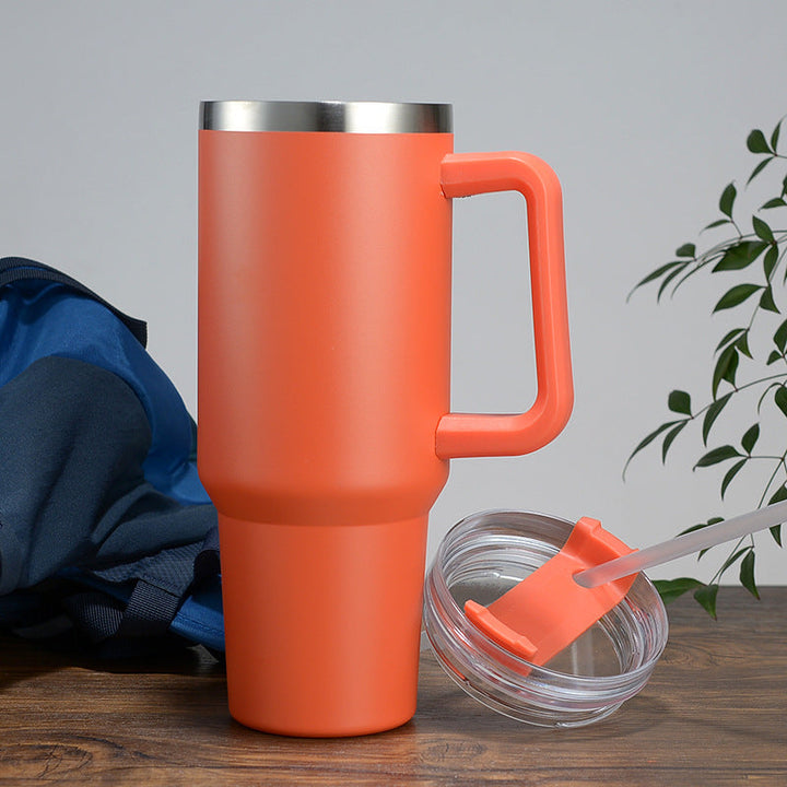 Women High-Quality Thermo Mug with Practical Carrying Handle and Integrated Straw Kalsten
