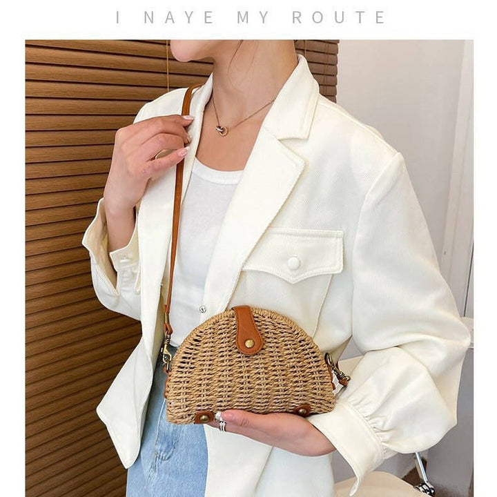Handcrafted Rattan Bag in Half-Moon Design Kalsten