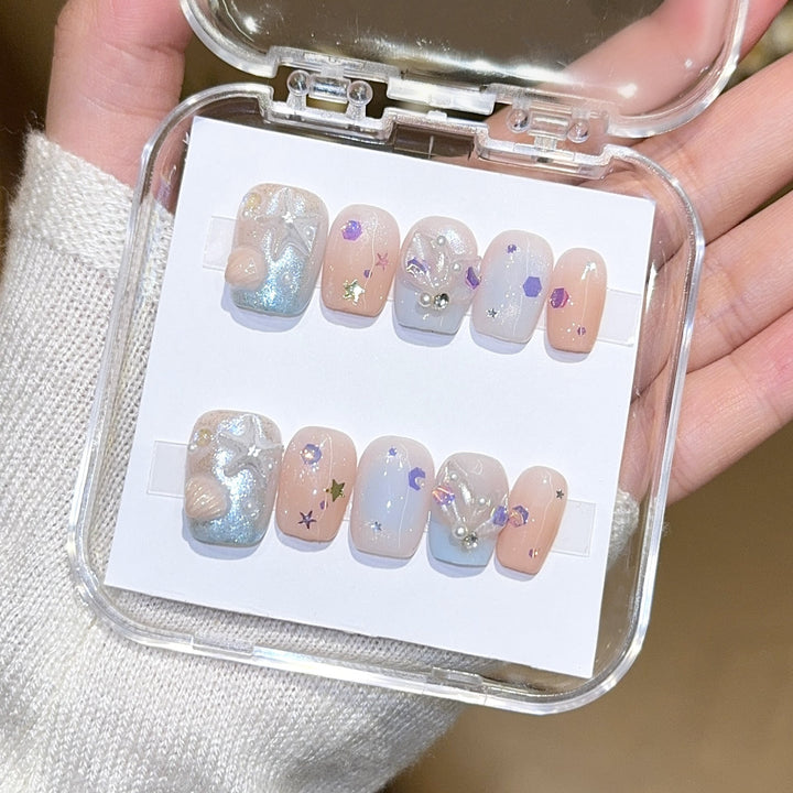 Artificial nails with sparkling galaxy design Kalsten