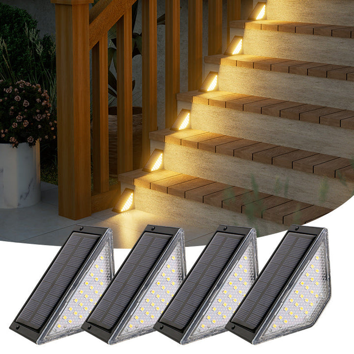 Triangular Solar LED Corner Step Light With High-Efficiency Photovoltaic Panel And Waterproof Housing Kalsten