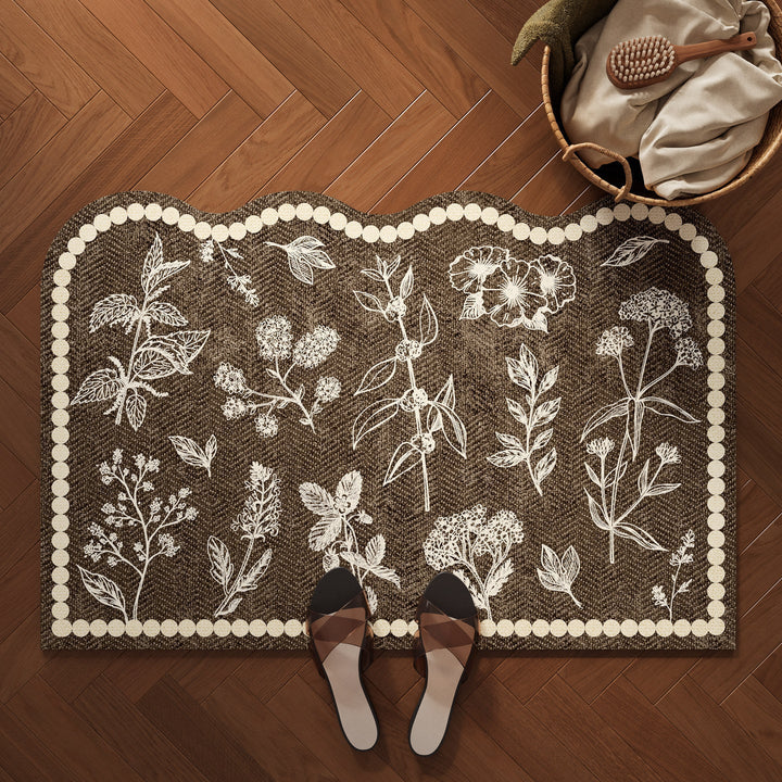 Decorative Botanical Pattern Bath Mat Kalsten
