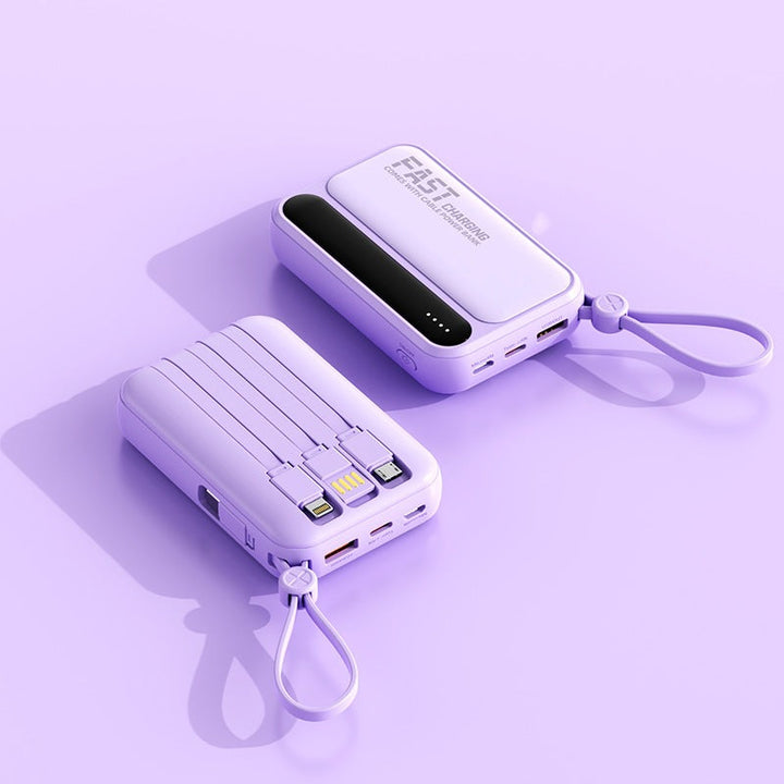 Portable power bank with integrated fast charging ports and multifunctional cable Kalsten