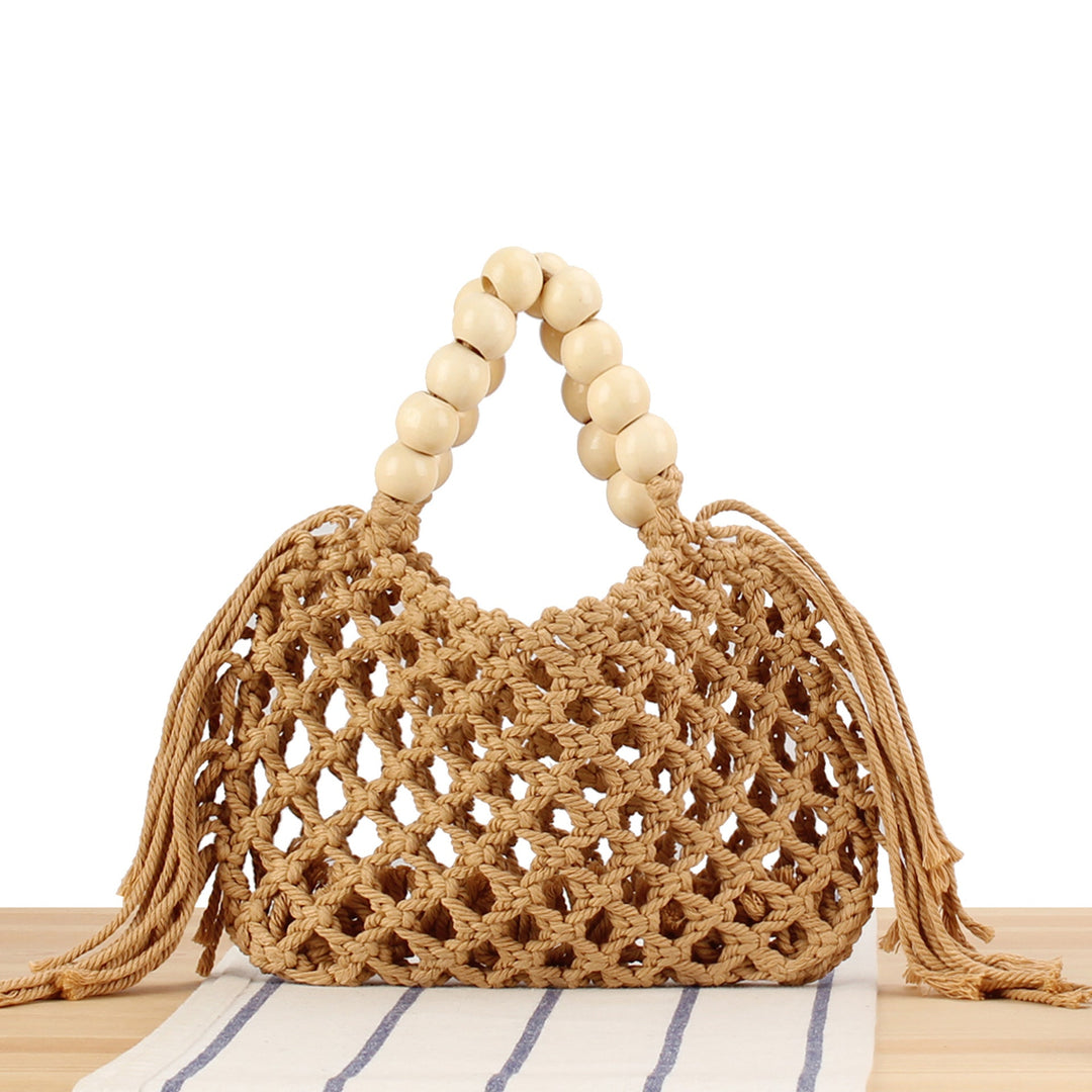 Handmade Macrame Bag with Wooden Handles Kalsten