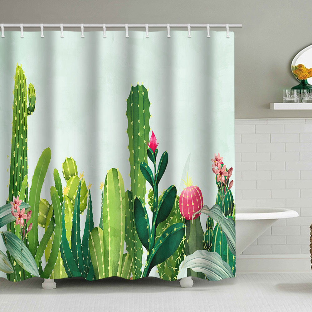 Cactus Garden-Themed Shower Curtain Kalsten