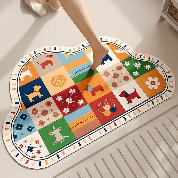 Playful Dog-Themed Decorative Bath Mat Kalsten