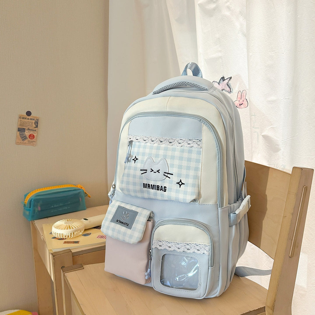 Cute Character Design Multi-Pocket School Backpack