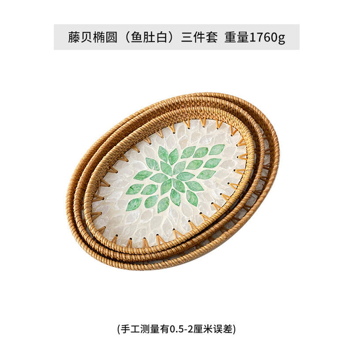 Ladies Elegant Serving Plate Set made of handwoven natural material Kalsten