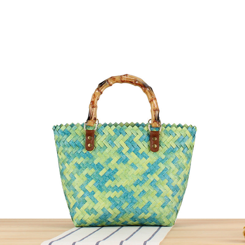 Braided handbag with high-quality bamboo handle Kalsten
