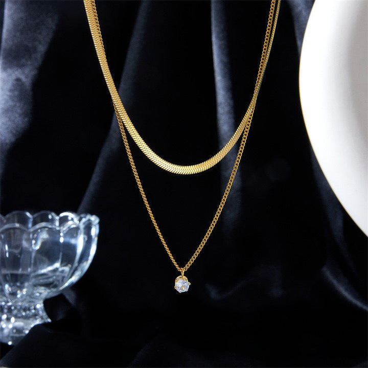 Layered Dual Chain Pendant Necklace Kalsten