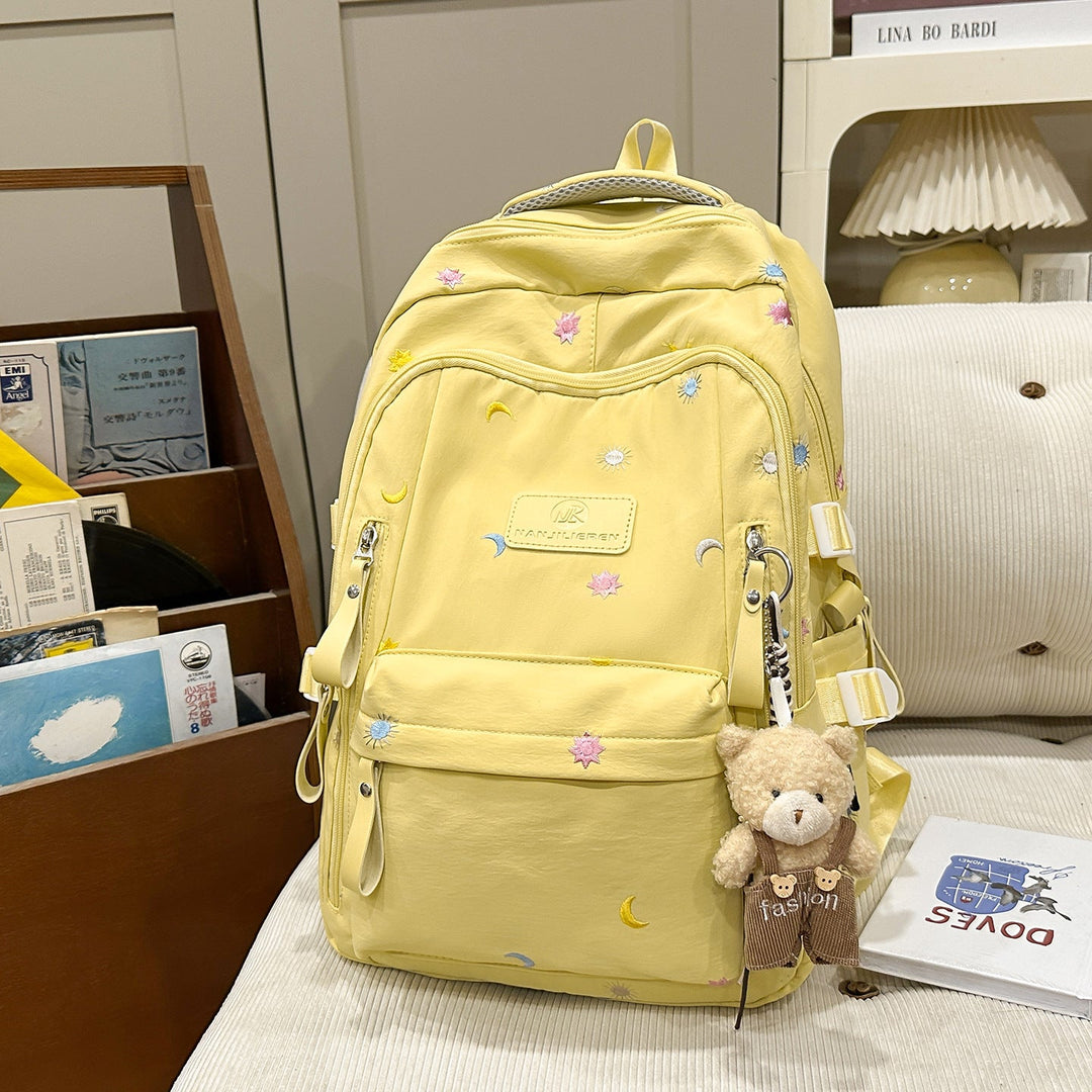 Multi-Pocket Graphic Embellished School Backpack