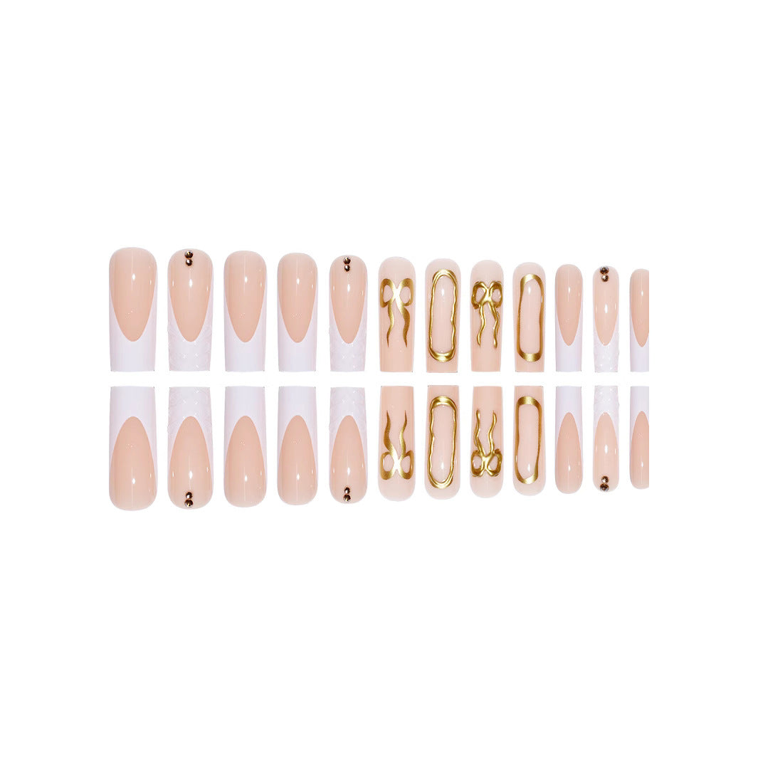 Elegant Bow-Embellished Press-On Nails Kalsten