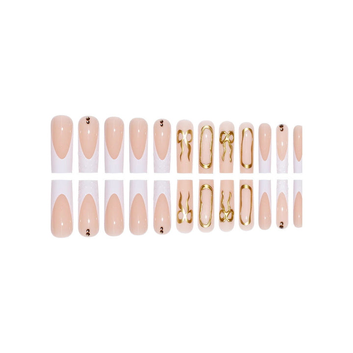 Elegant Bow-Embellished Press-On Nails Kalsten