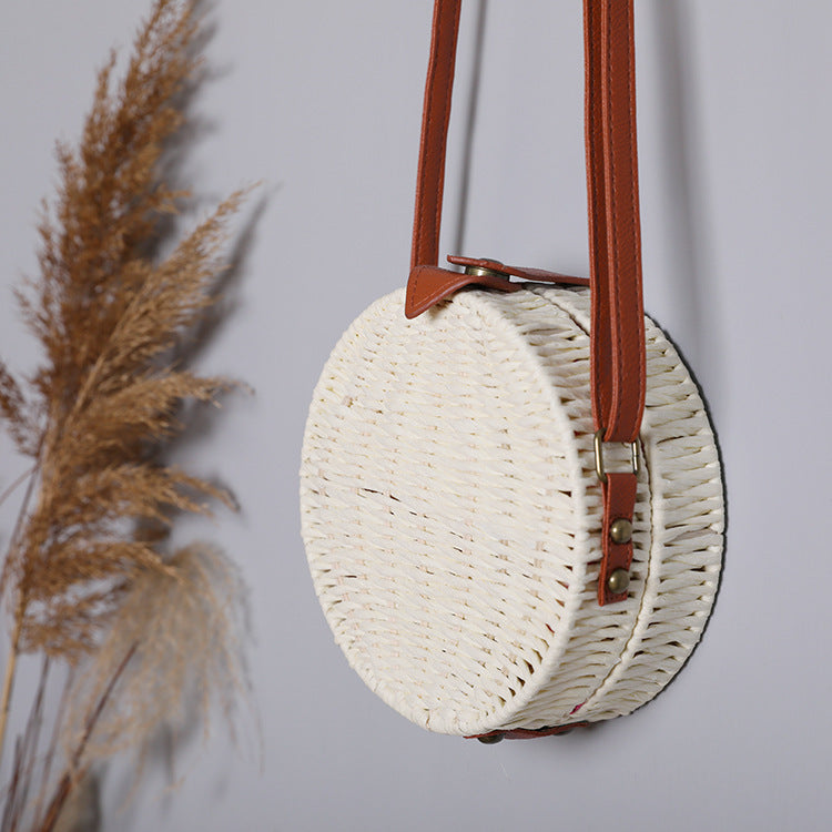 Round basket bag with leather accents Kalsten