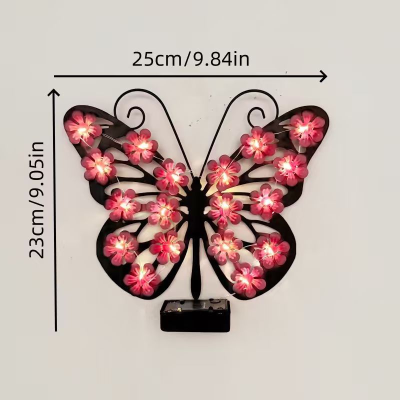 Decorative LED Butterfly Wall Light With Floral Micro-LED Accents And Battery-Powered Control Kalsten
