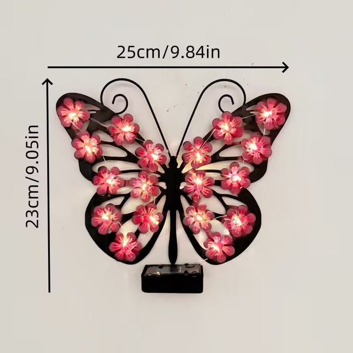 Decorative LED Butterfly Wall Light With Floral Micro-LED Accents And Battery-Powered Control Kalsten