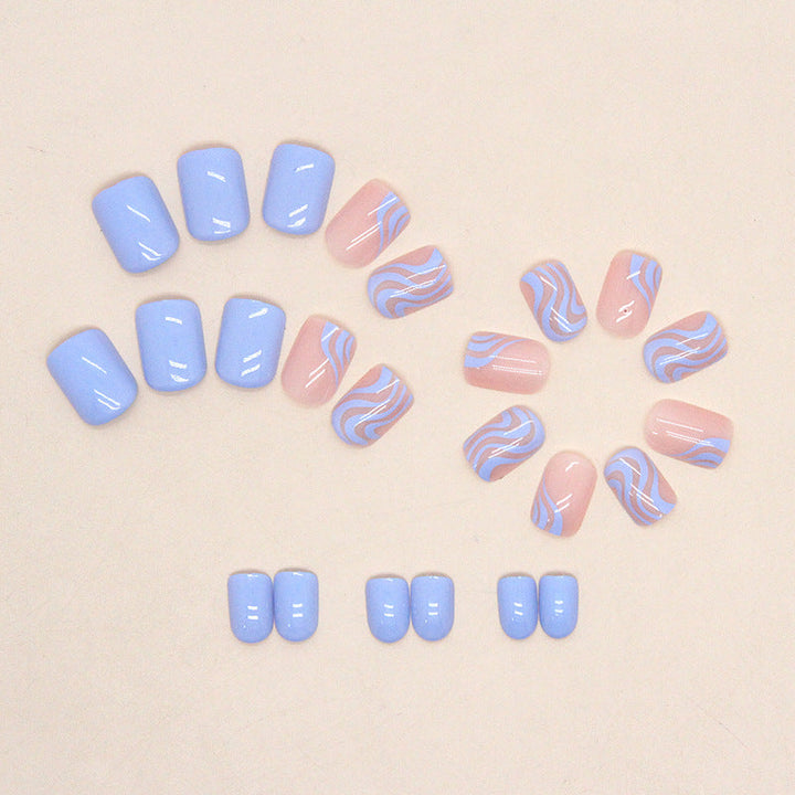 Floral Wave Design Press-On Nail Art Kalsten