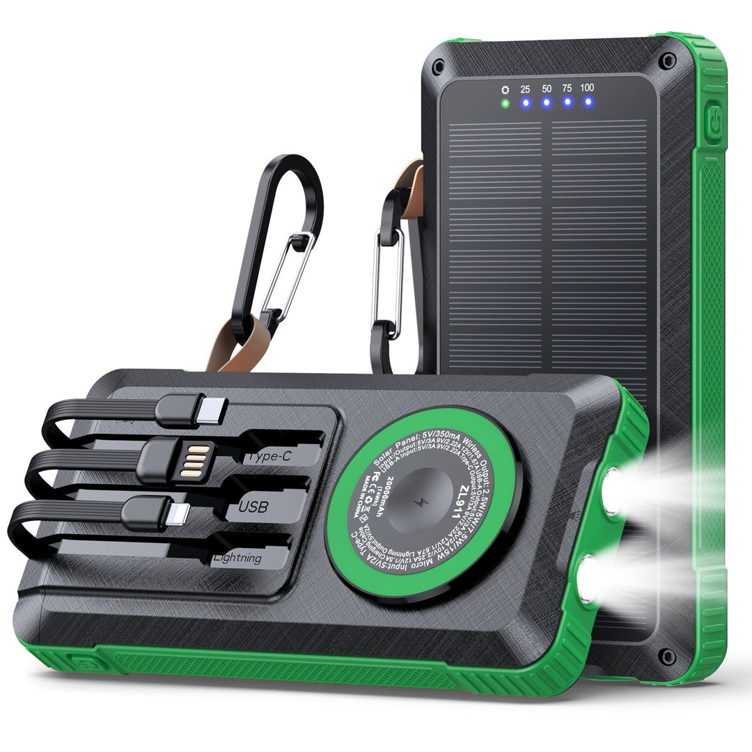 Solar Powerbank with Multifunctional LED Light and Integrated Charging Cable Kalsten