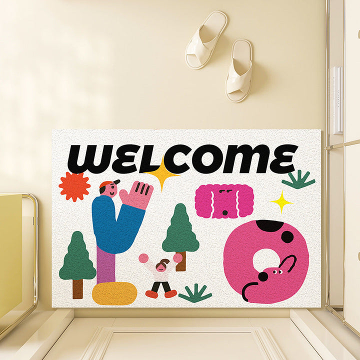 Playful Illustrated Welcome Mat Kalsten