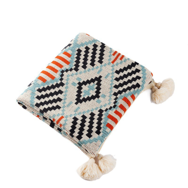 Aztec Patterned Knit Throw Blanket Kalsten