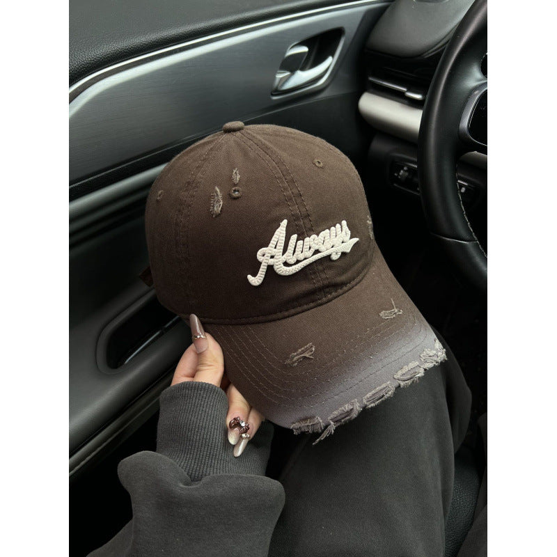 Women's Distressed Denim Style Baseball Cap Kalsten