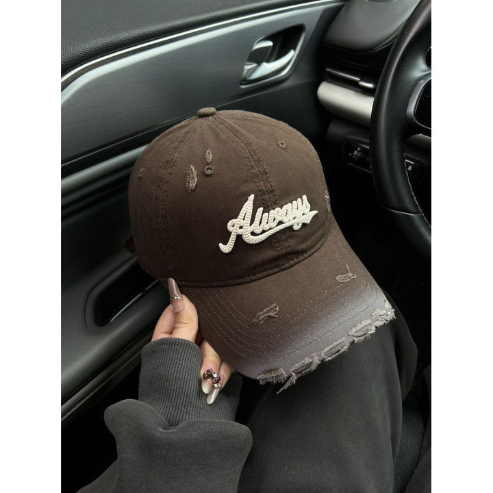 Women's Distressed Denim Style Baseball Cap Kalsten