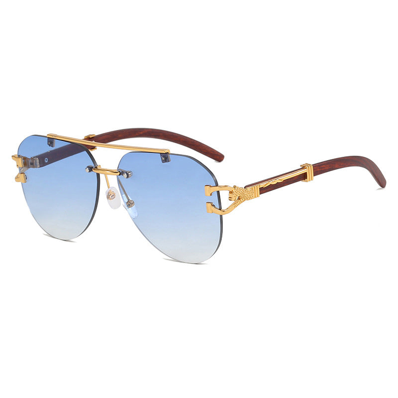Ladies fashionable pilot sunglasses with luxurious metal accents and wood details Kalsten