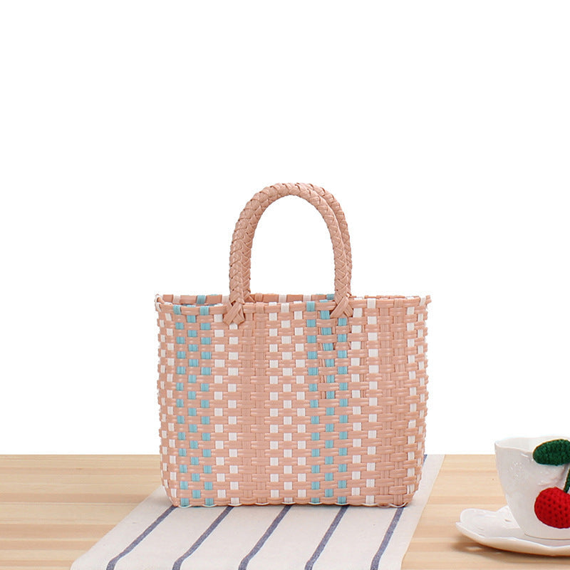 Handmade straw bag with colorful stripes Kalsten