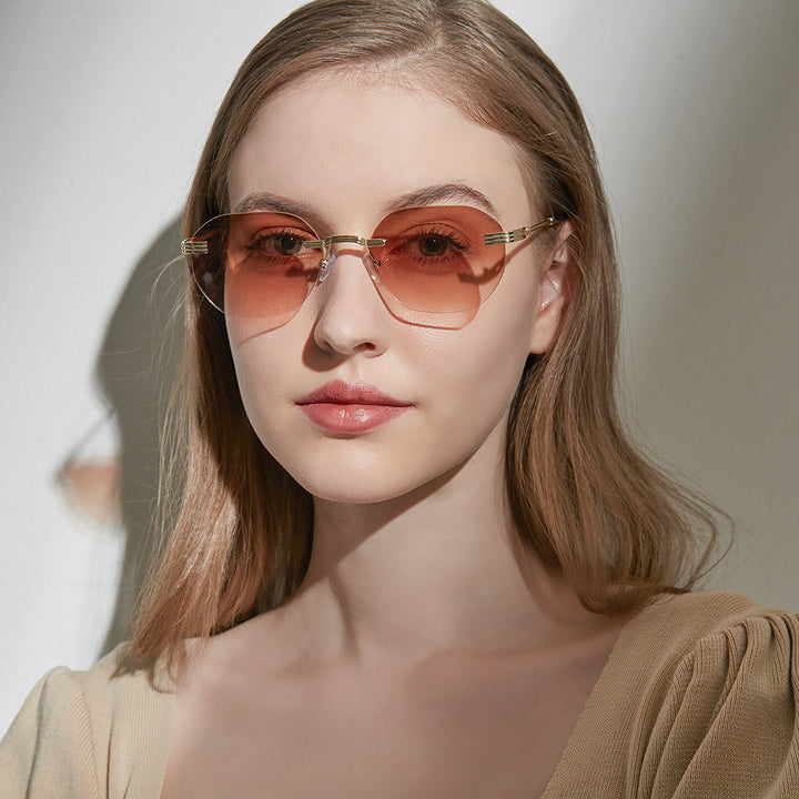 Ladies geometric sunglasses with elegant metal frame Kalsten