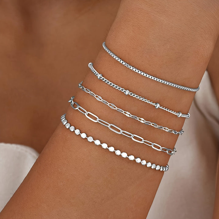 Delicate Gold Chain Bracelet Set Kalsten