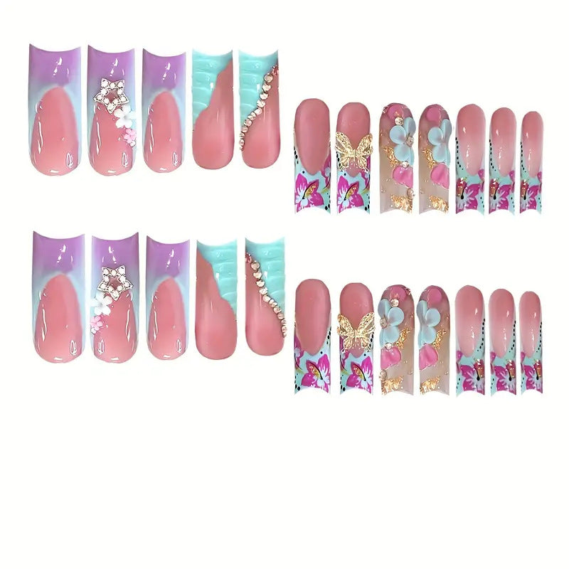 3D Floral Decorative Press-On Nail Art Kalsten
