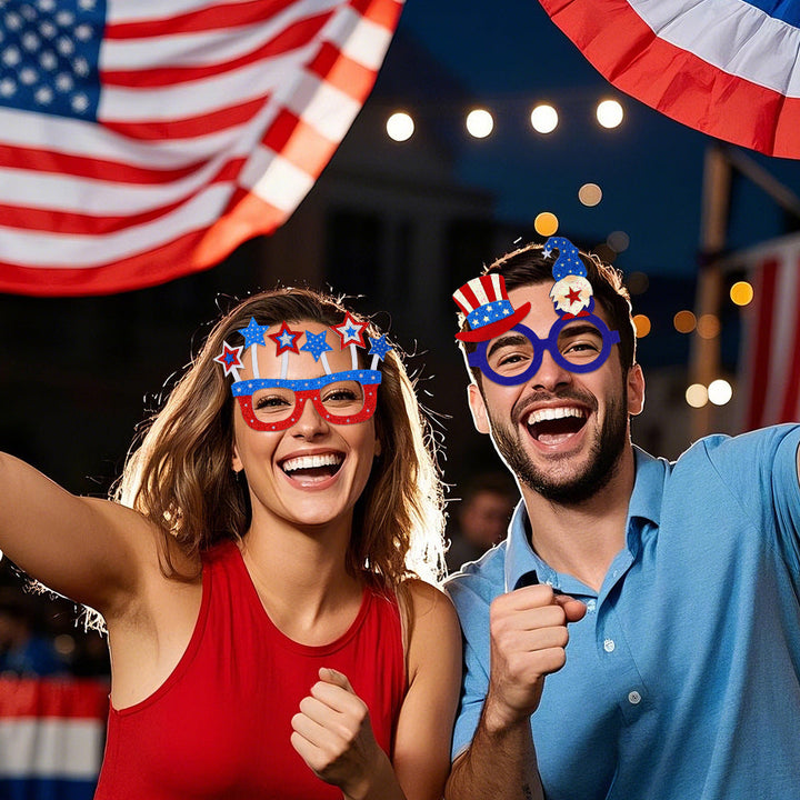 Unisex nan party glasses with USA glitter attachment and round frame Kalsten