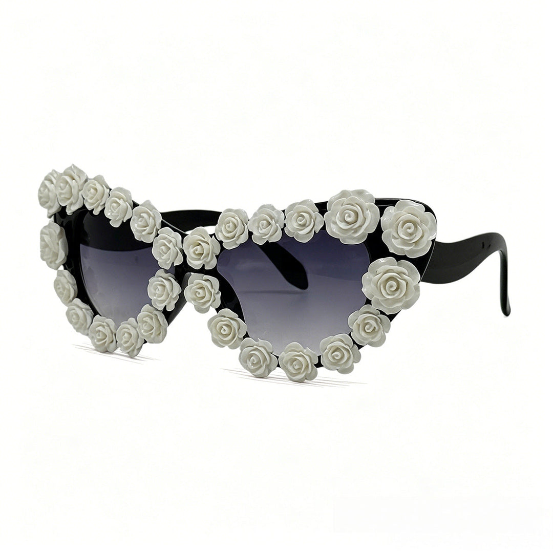 Women's Heart-Shaped Sunglasses with Floral Application Kalsten